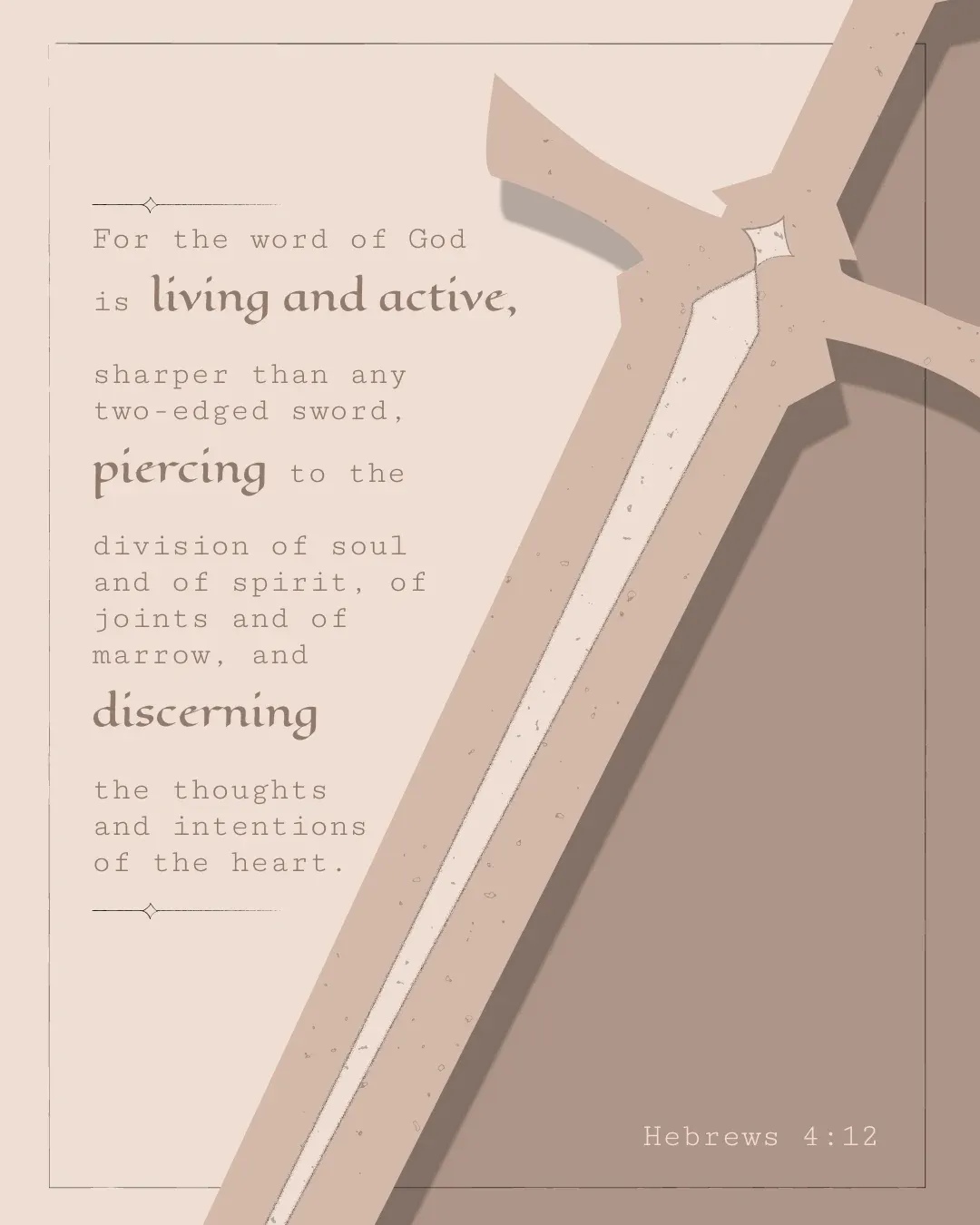 Hebrews 4:12 verse graphic with a large sword across the page